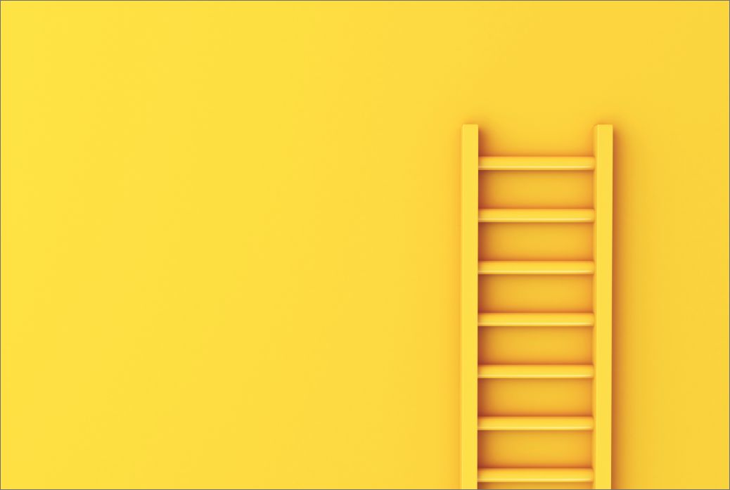 3d-ladder-yellow-wall-background